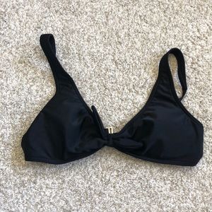 Knot front black bikini top